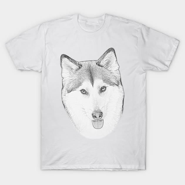 Husky Love Sketch Portrait by Orikall T-Shirt by Orikall